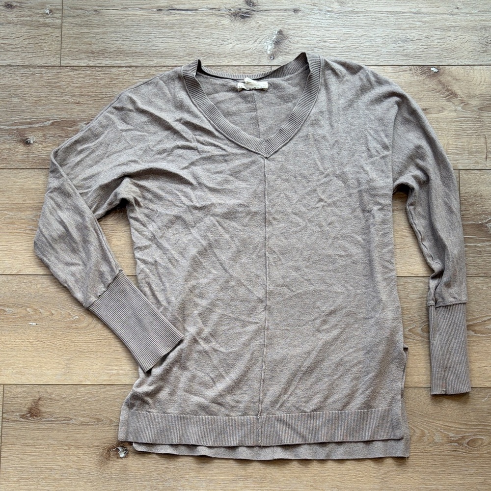if it were me Tan V-Neck Sweater